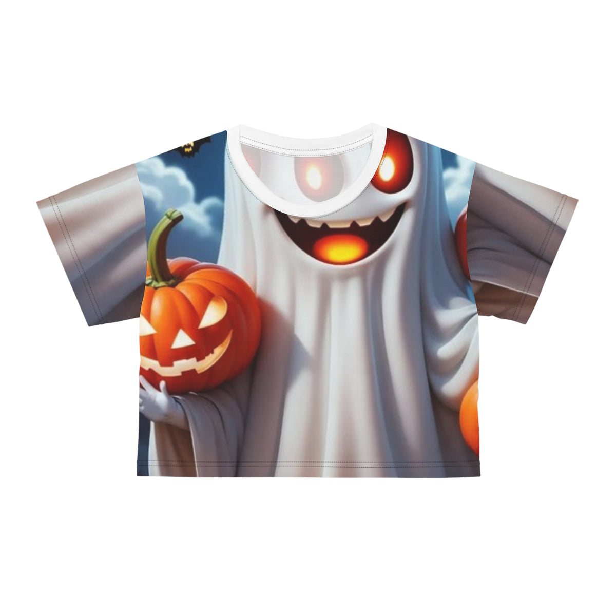 Halloween Ghost & Pumpkin Crop Tee