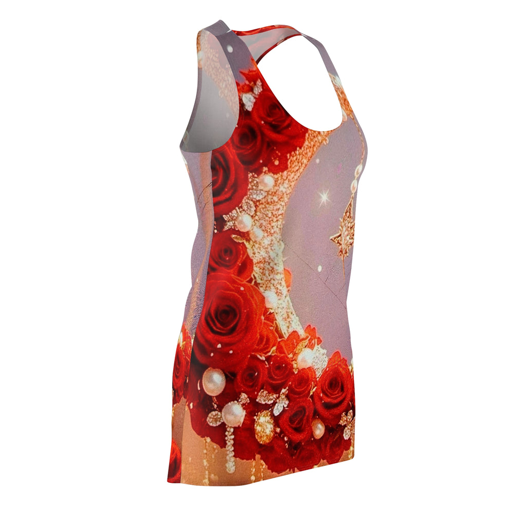 Red Rose Jewel Racerback Dress — Floral Crown & Pearl Accents