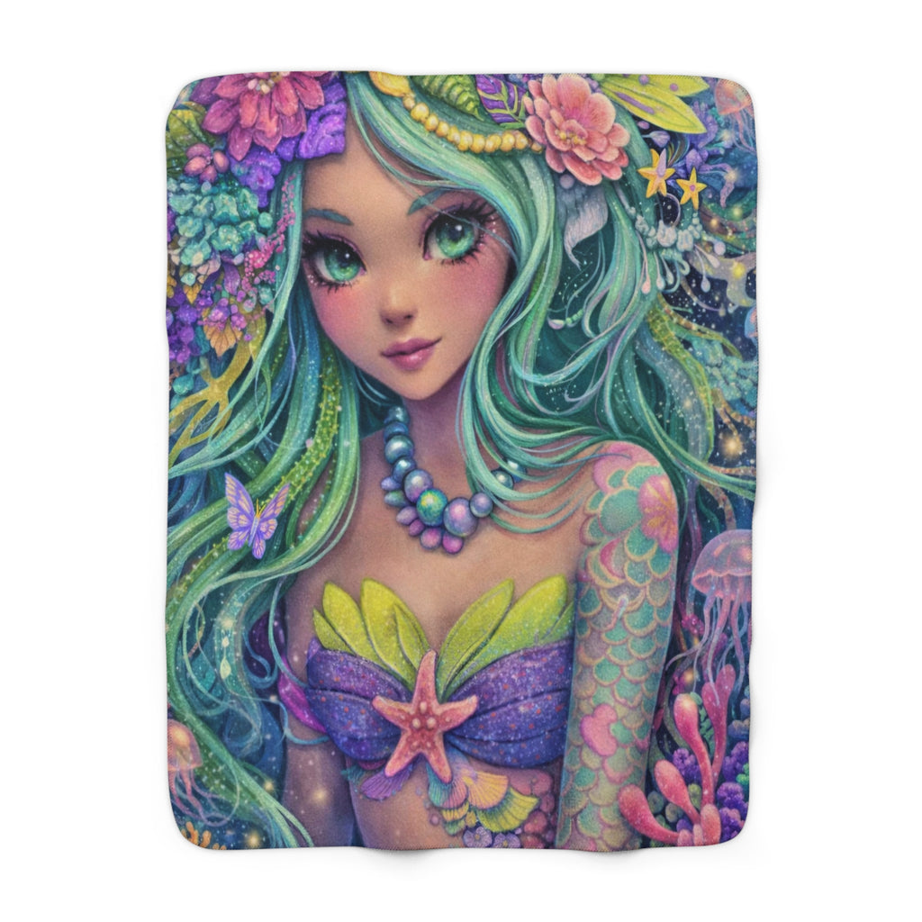 Mermaid Sherpa Fleece Blanket — Cozy Aquatic Fantasy Throw for Teens & Gifts