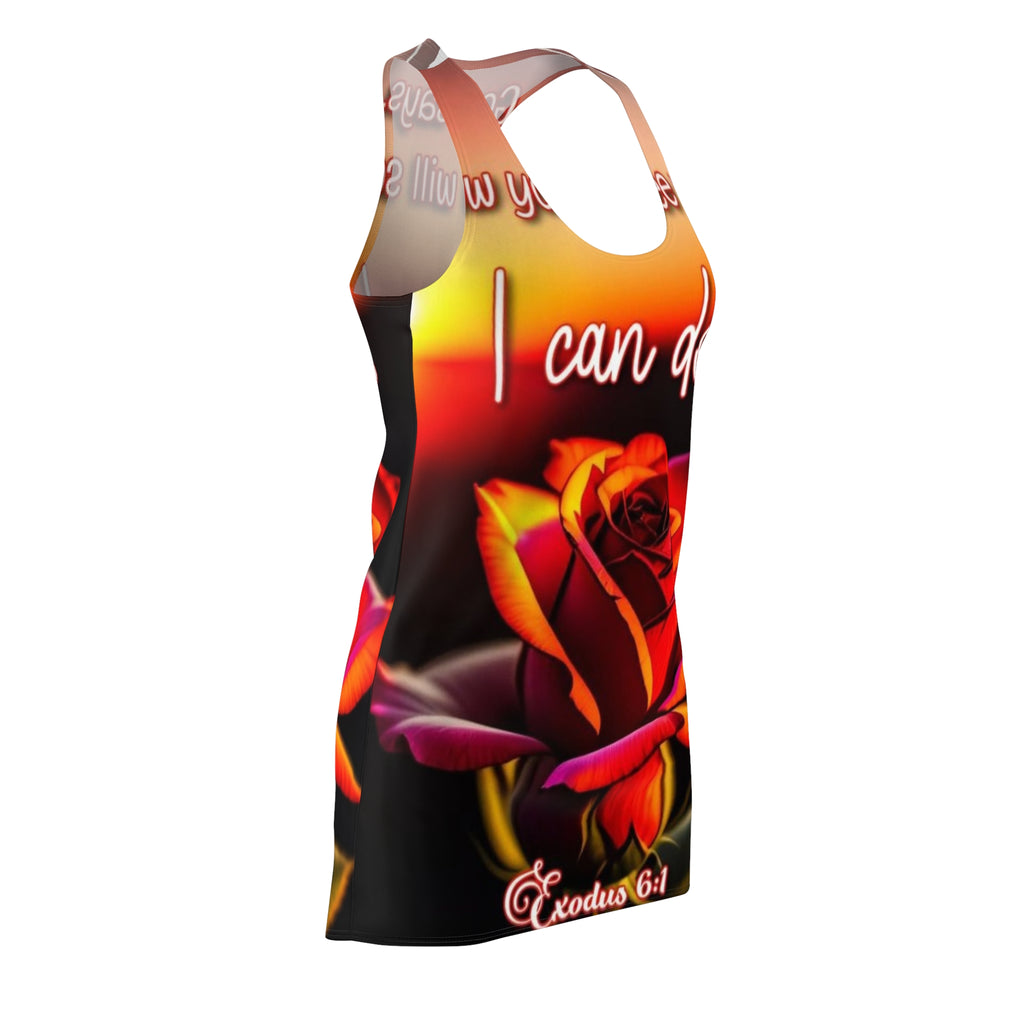 Inspirational Rose Racerback Dress – “I Can Do” Exodus 6:1 Faith Graphic