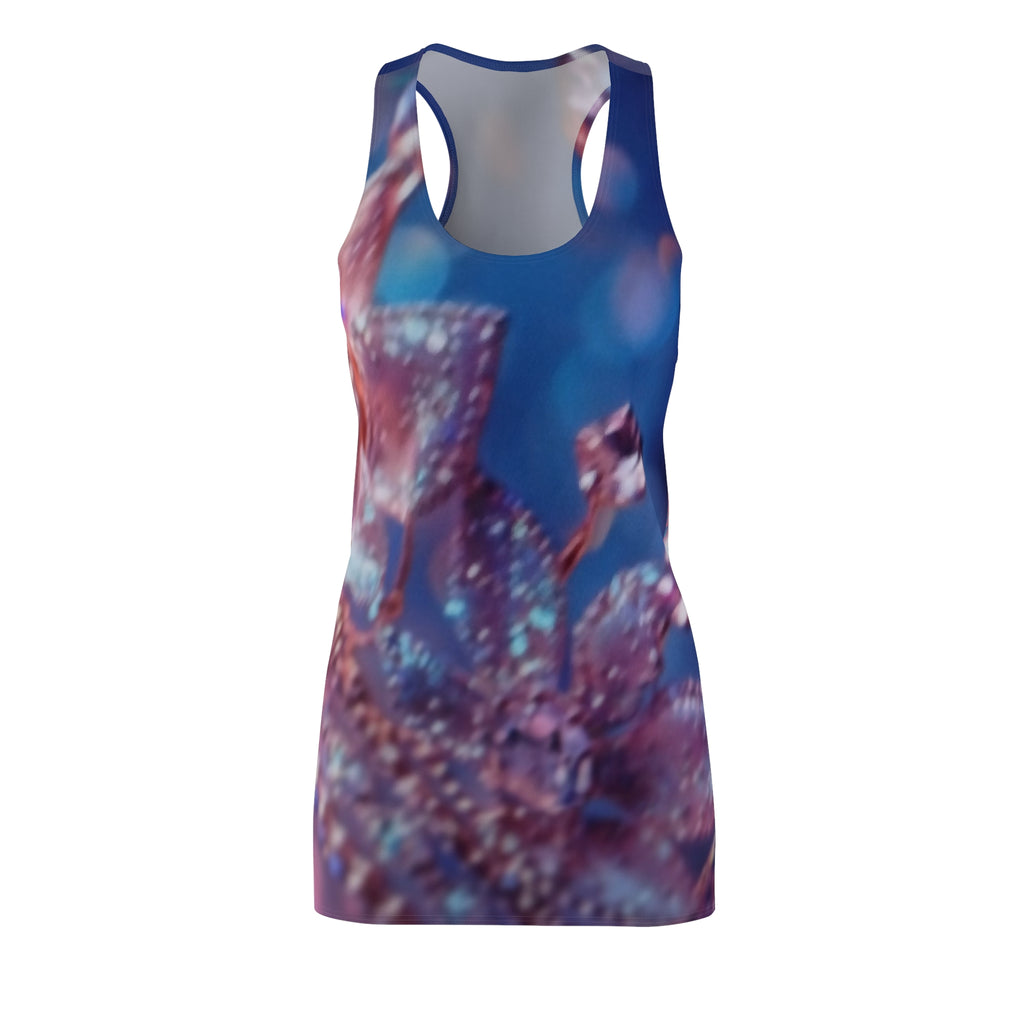 Racerback Dress — Dreamy Blue-Purple Floral Abstract All-Over Print