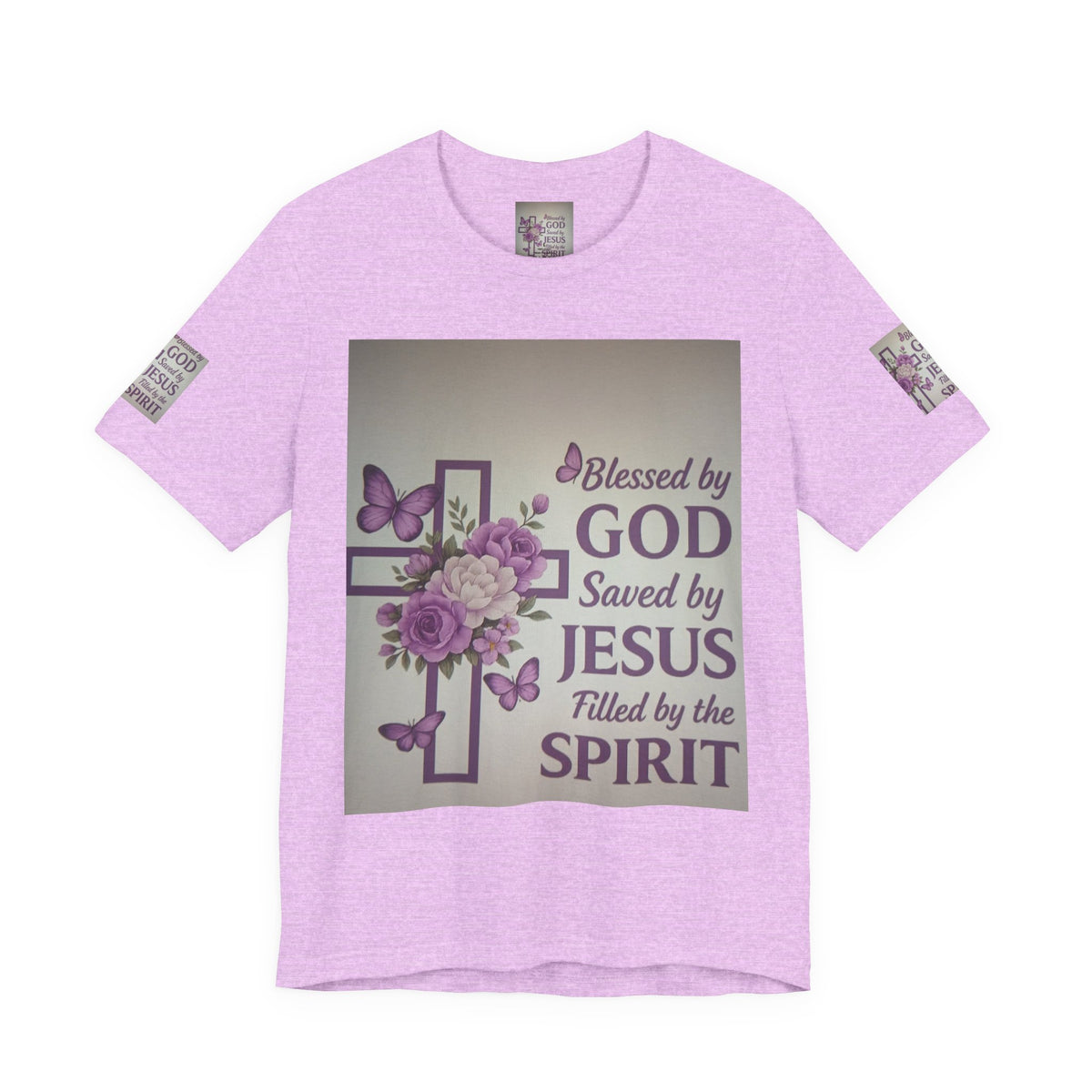 Blessed by God Christian T-Shirt — "Blessed by God, Saved by Jesus, Filled by the Spirit"