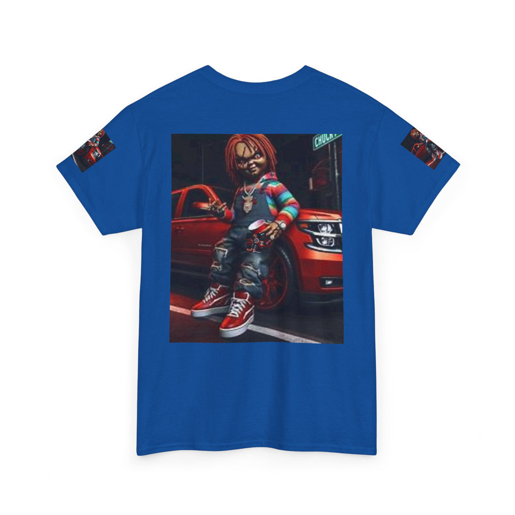 Horror Chucky Graphic Tee — Retro Red Car Street-Chill T-Shirt