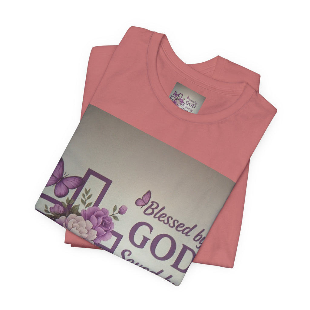 Blessed by God Christian T-Shirt — "Blessed by God, Saved by Jesus, Filled by the Spirit"