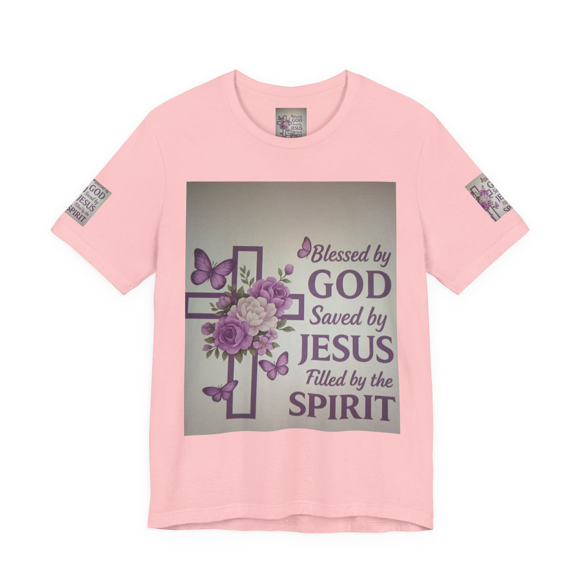 Blessed by God Christian T-Shirt — "Blessed by God, Saved by Jesus, Filled by the Spirit"