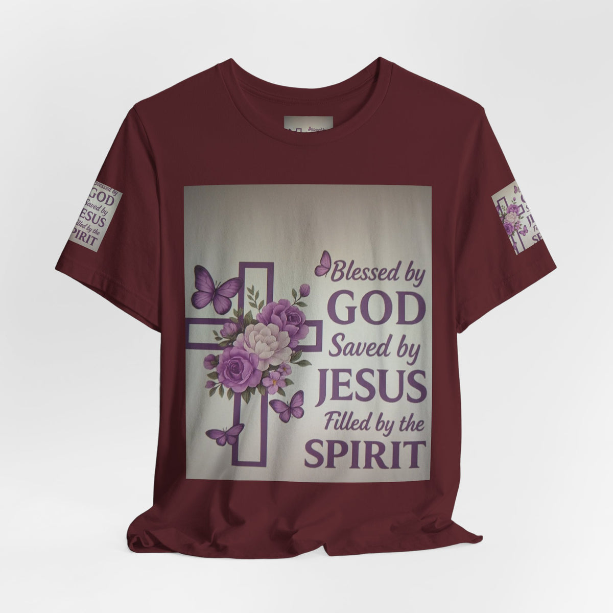 Blessed by God Christian T-Shirt — "Blessed by God, Saved by Jesus, Filled by the Spirit"