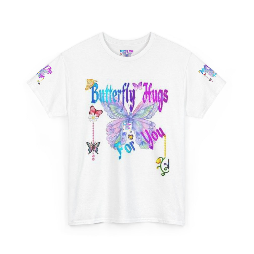 Butterfly Hugs Tee — Pastel Butterfly Graphic Shirt with "Butterfly Hugs For You"