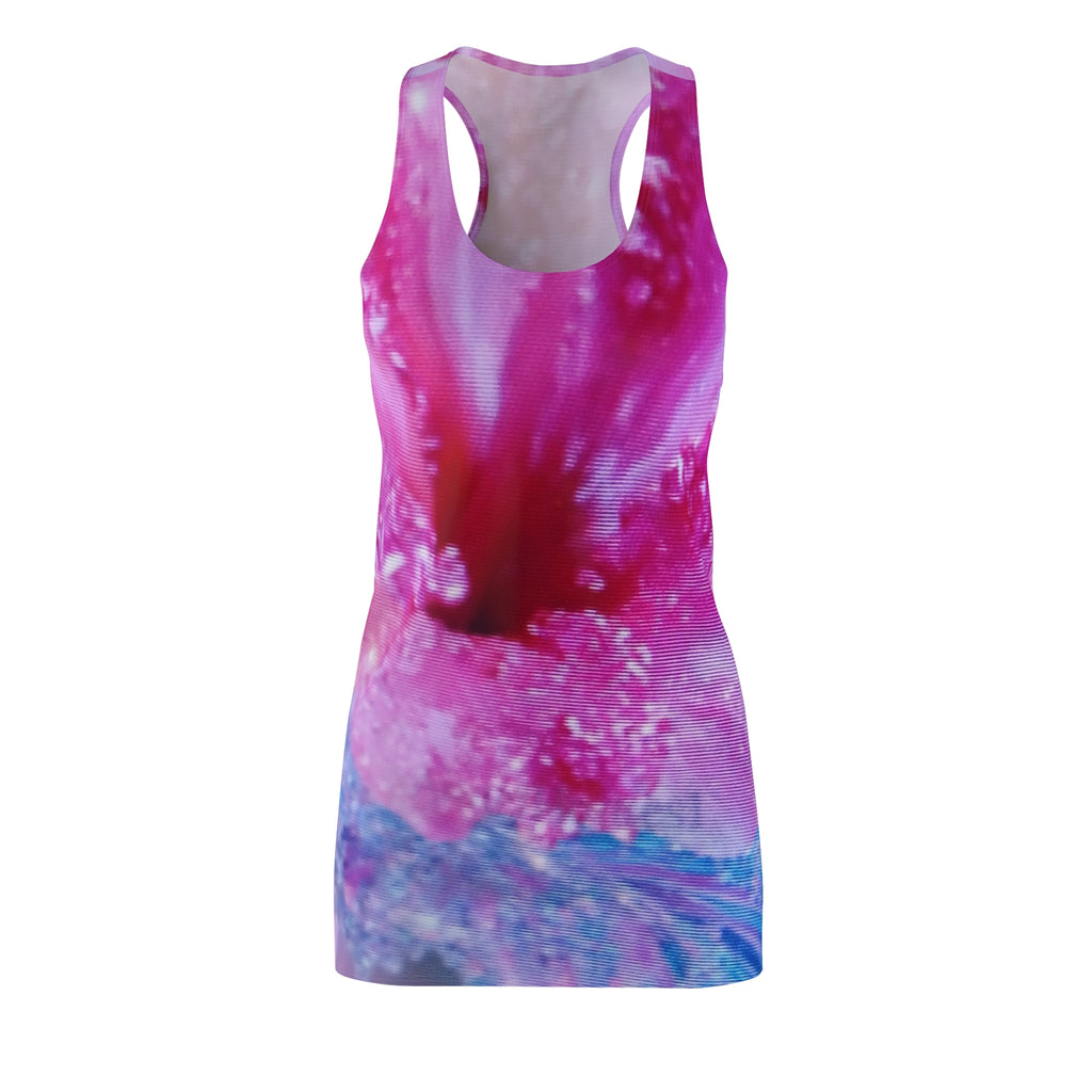 Pink Floral Racerback Dress — Abstract Watercolor Petal Print