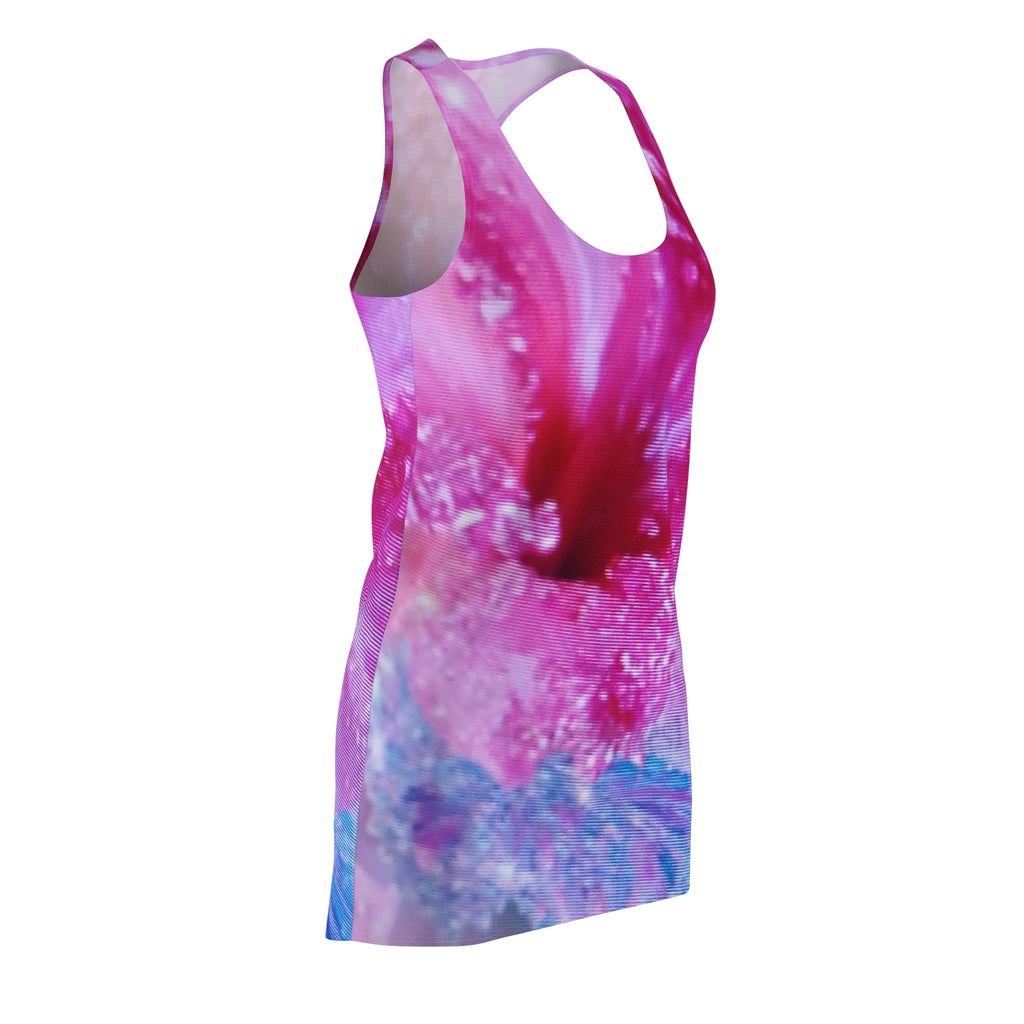 Pink Floral Racerback Dress — Abstract Watercolor Petal Print