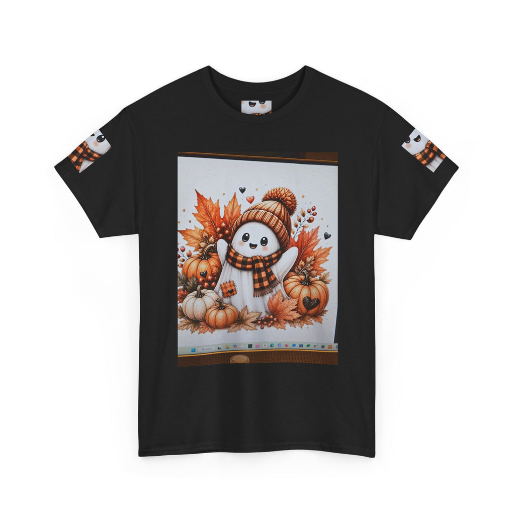 Autumn Snowman Tee — Cute Fall Pumpkin & Leaves Graphic Shirt