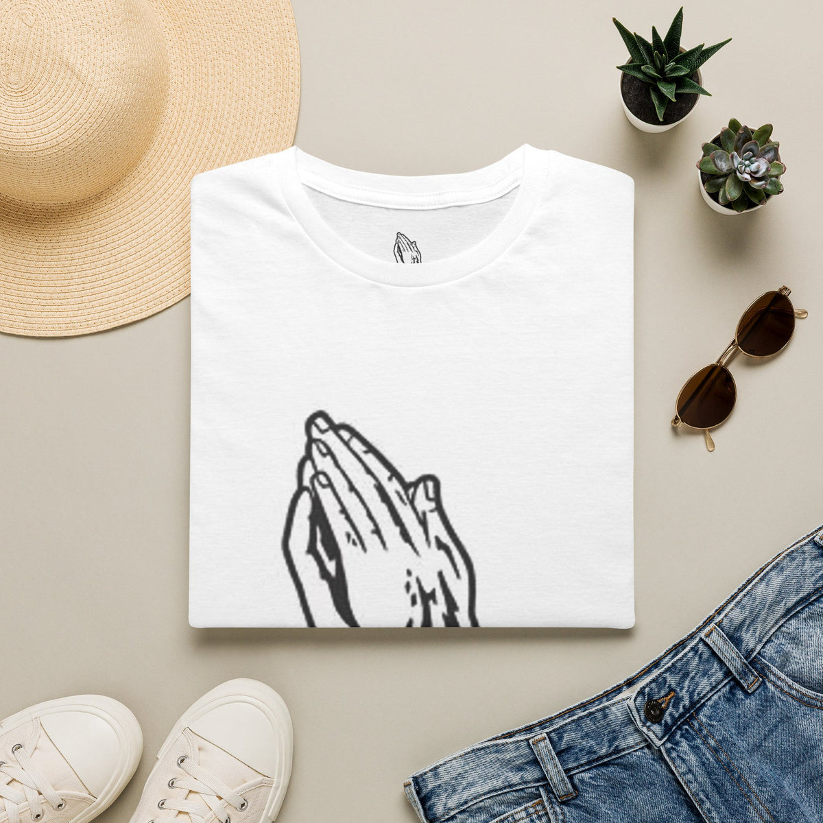 Praying Hands T-Shirt — Vintage Prayer Graphic Tee for Faith & Spiritual Style