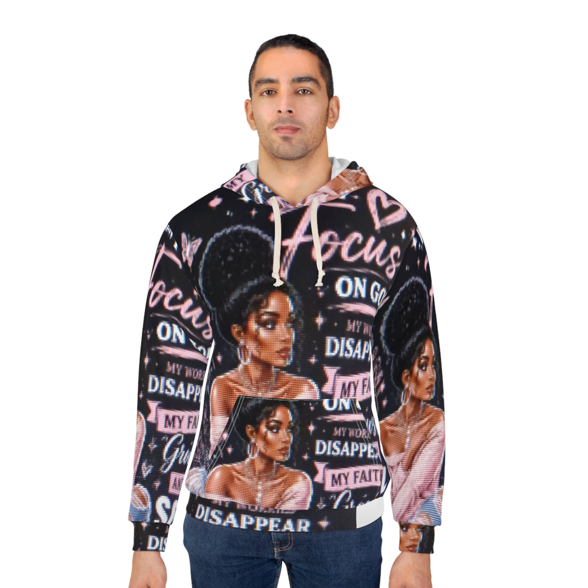 Faith Focus Hoodie — "Focus on God" Inspirational All-Over Print Pullover
