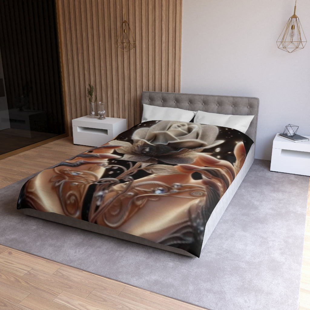Black Rose Fantasy Duvet Cover — Elegant Floral Microfiber Bedding