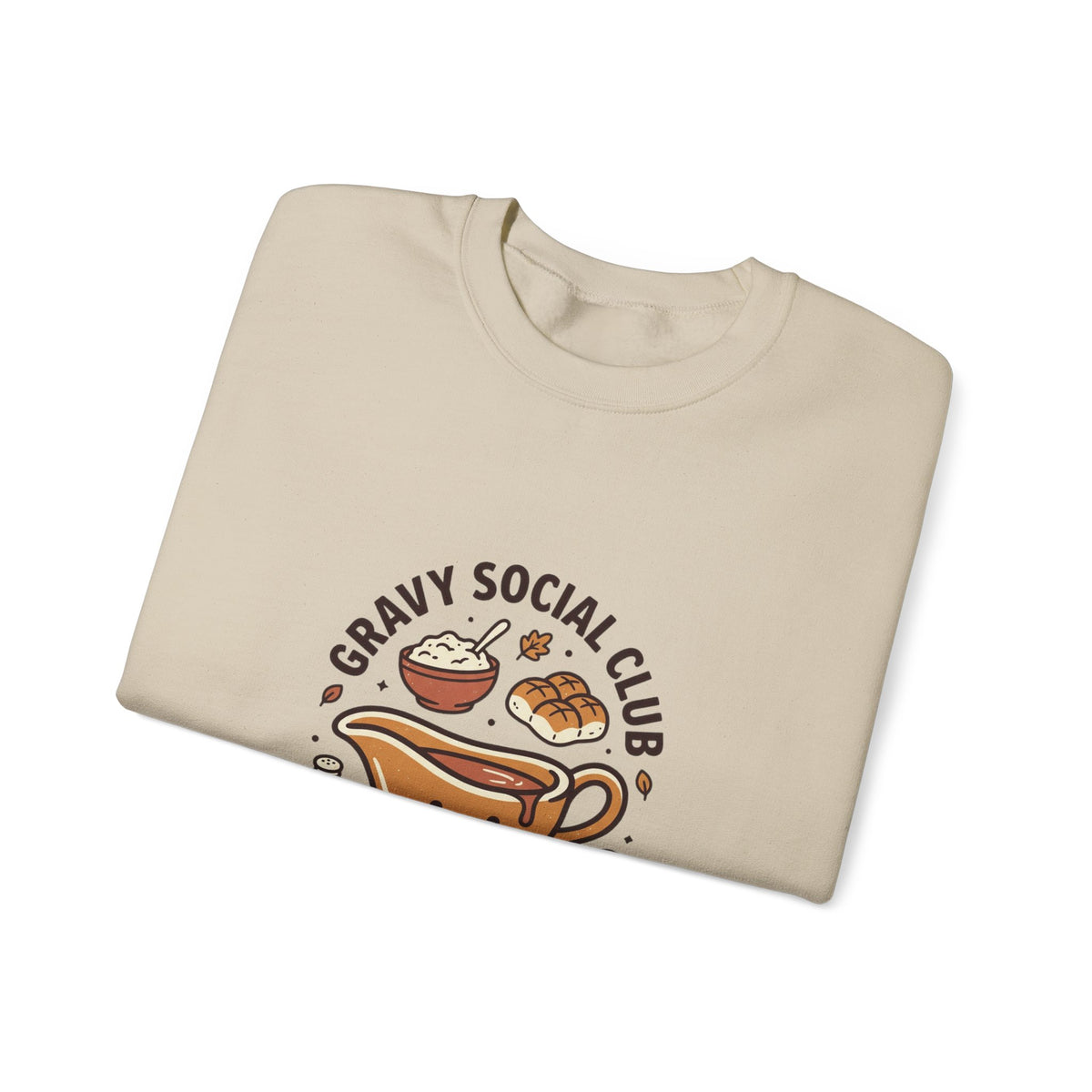 Crewneck Sweatshirt — "Gravy Social Club" Cute Comfort Food Graphic