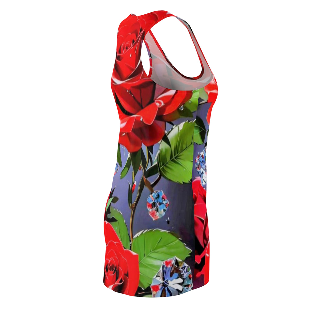 Red Rose All-Over Print Racerback Dress — Floral AOP Summer Dress