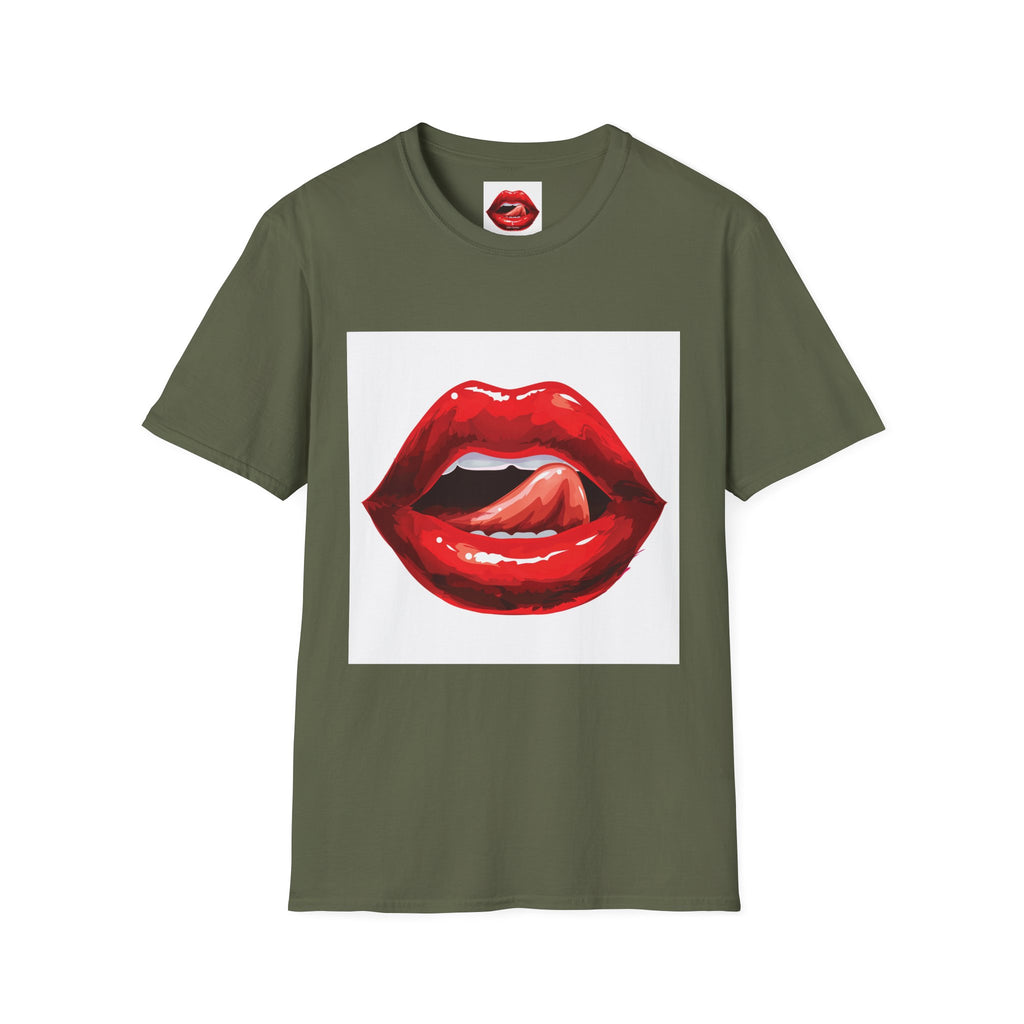 Graphic Tee — Glossy Red Lips Tongue-Out Design