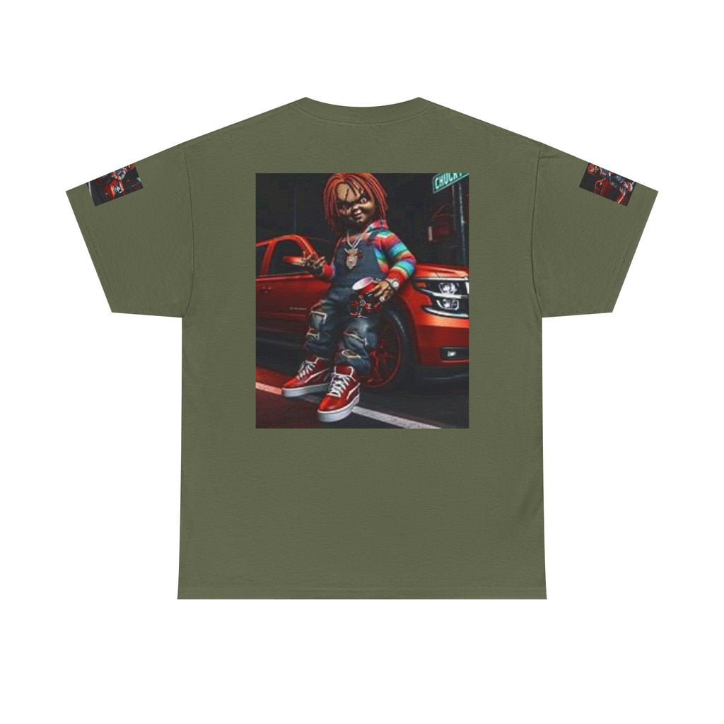 Horror Chucky Graphic Tee — Retro Red Car Street-Chill T-Shirt