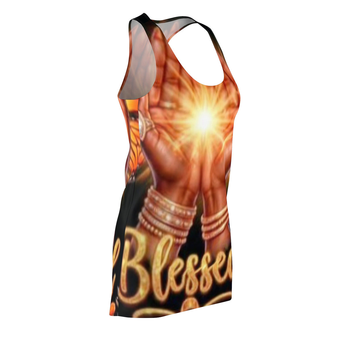 Blessed Hands Racerback Dress — Spiritual Prayer Sunburst AOP