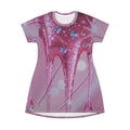 Pink Drip All-Over Print T-Shirt Dress — Sparkle Glam Summer Dress