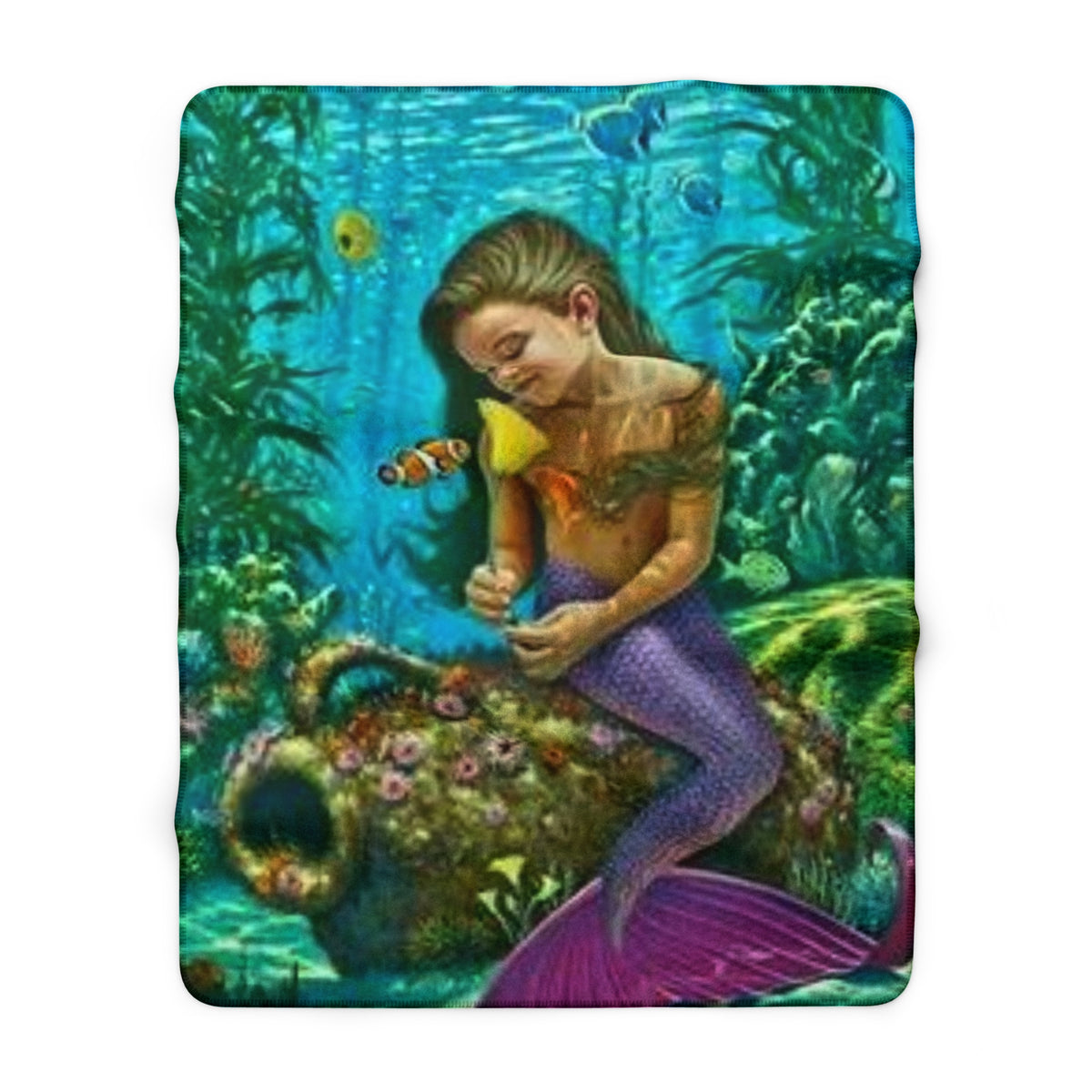 Mermaid Sherpa Blanket – Cozy Underwater Fantasy Fleece Throw