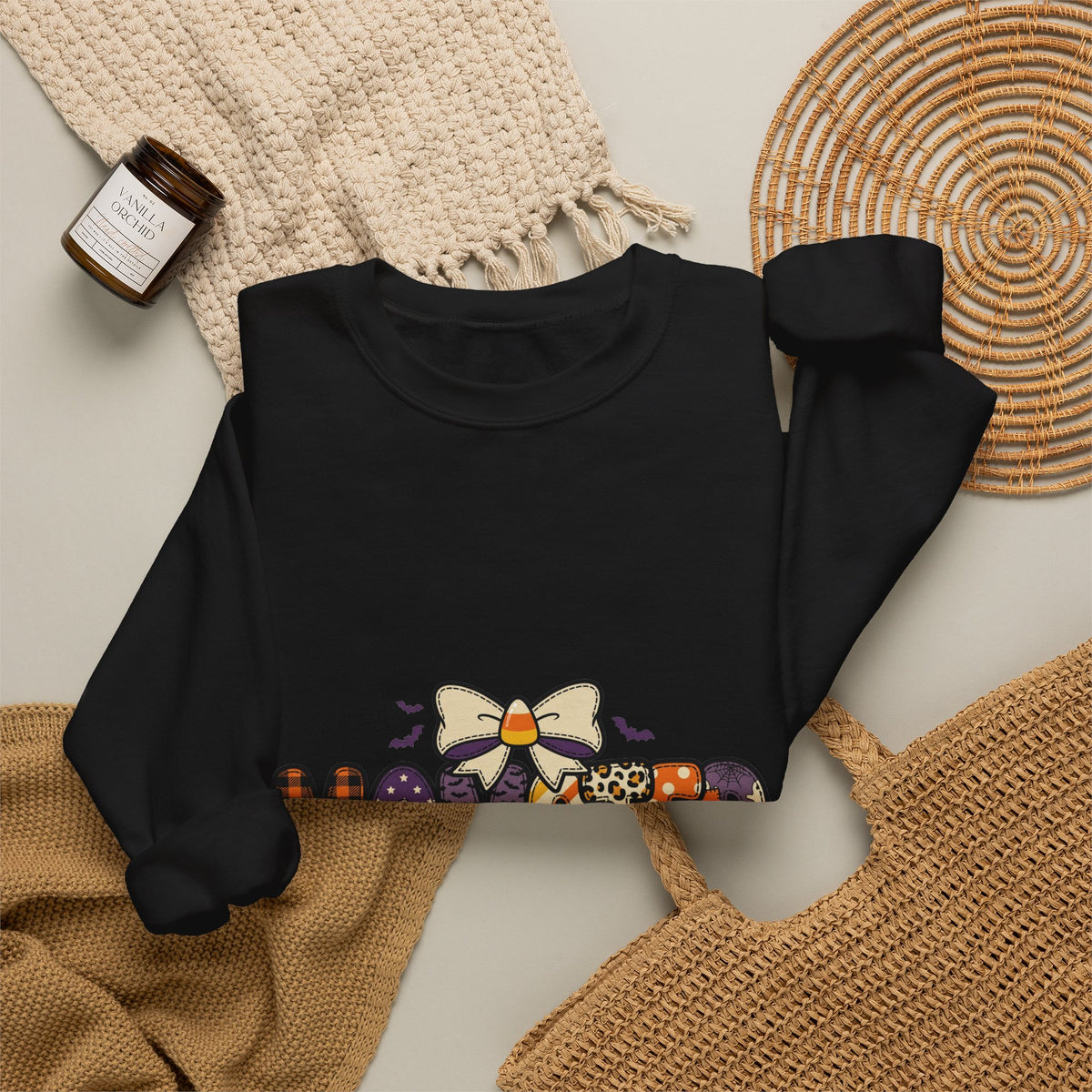 Momster Halloween Mom Sweatshirt | Cute Gothic Pumpkin Plaid Lettering
