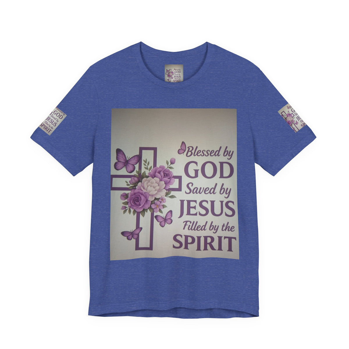 Blessed by God Christian T-Shirt — "Blessed by God, Saved by Jesus, Filled by the Spirit"