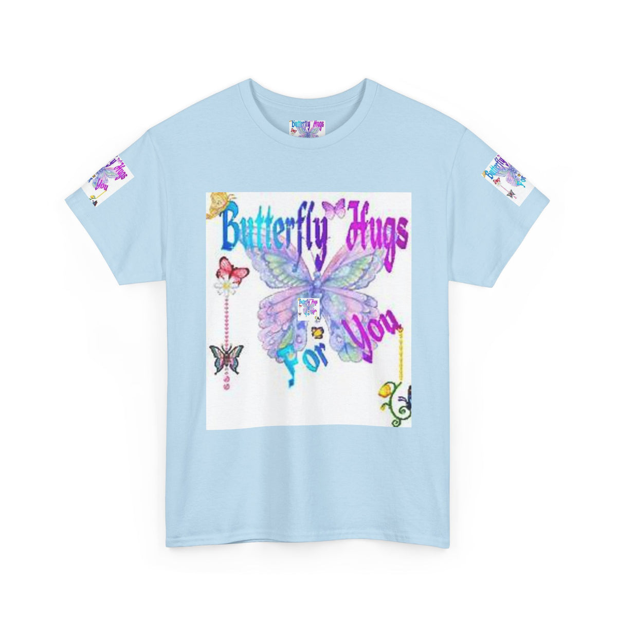 Butterfly Hugs Tee — Pastel Butterfly Graphic Shirt with "Butterfly Hugs For You"