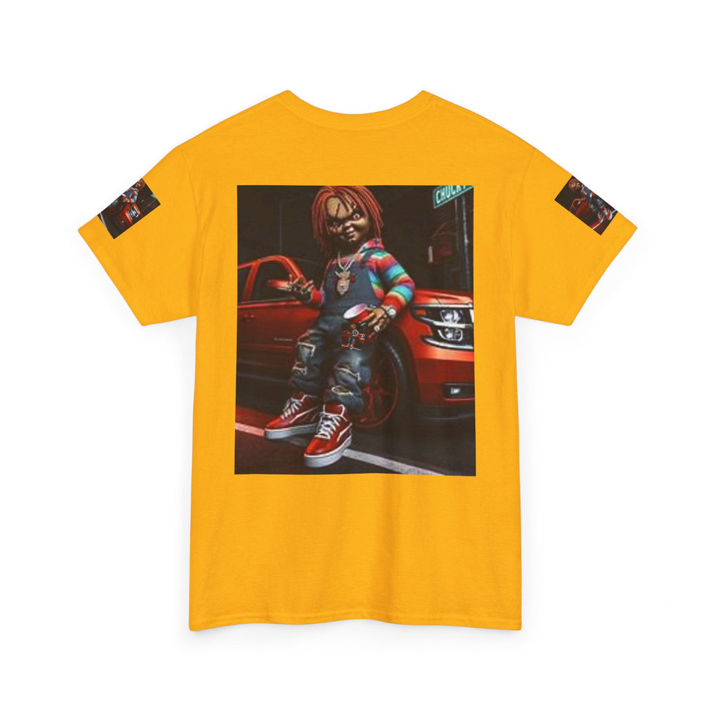 Horror Chucky Graphic Tee — Retro Red Car Street-Chill T-Shirt