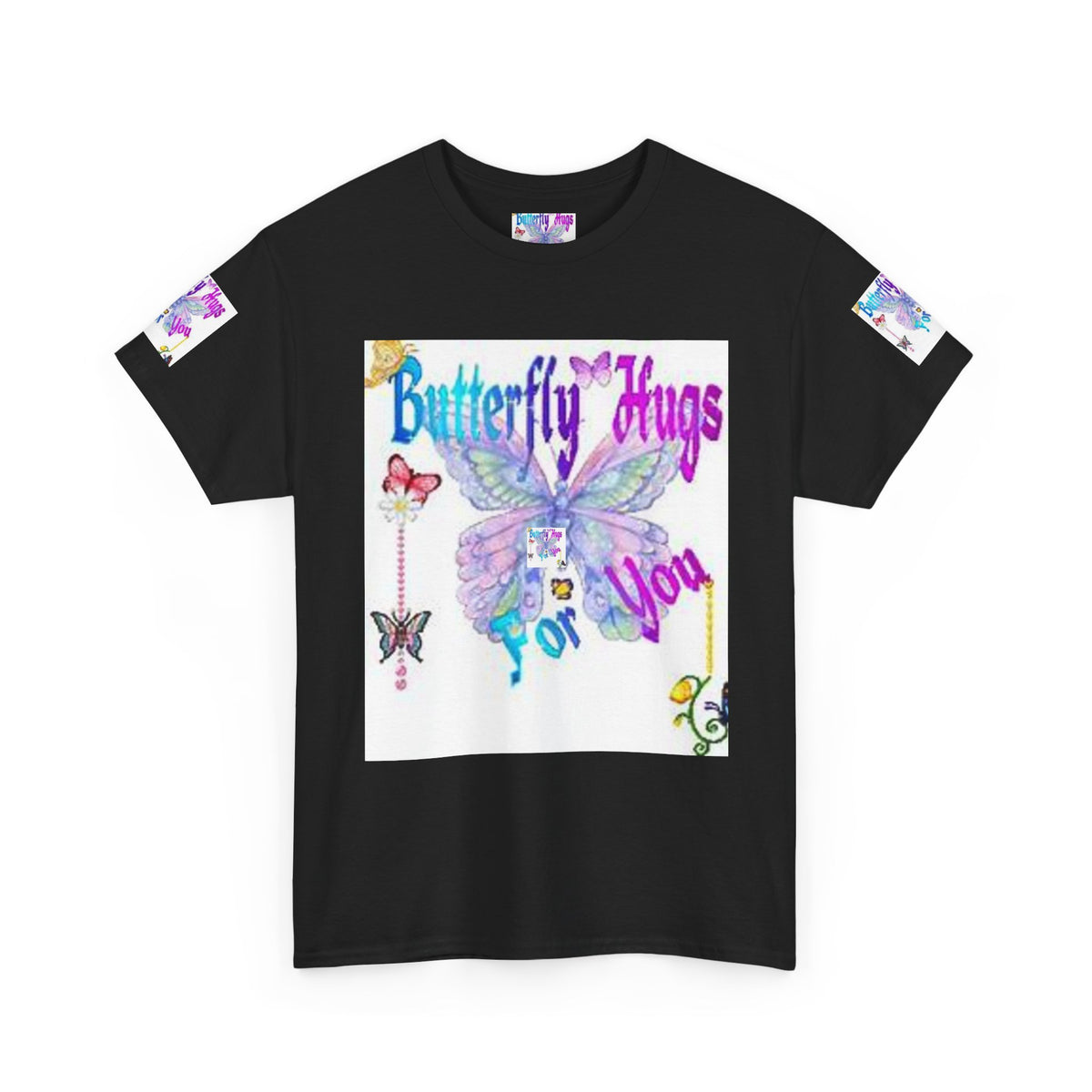 Butterfly Hugs Tee — Pastel Butterfly Graphic Shirt with "Butterfly Hugs For You"