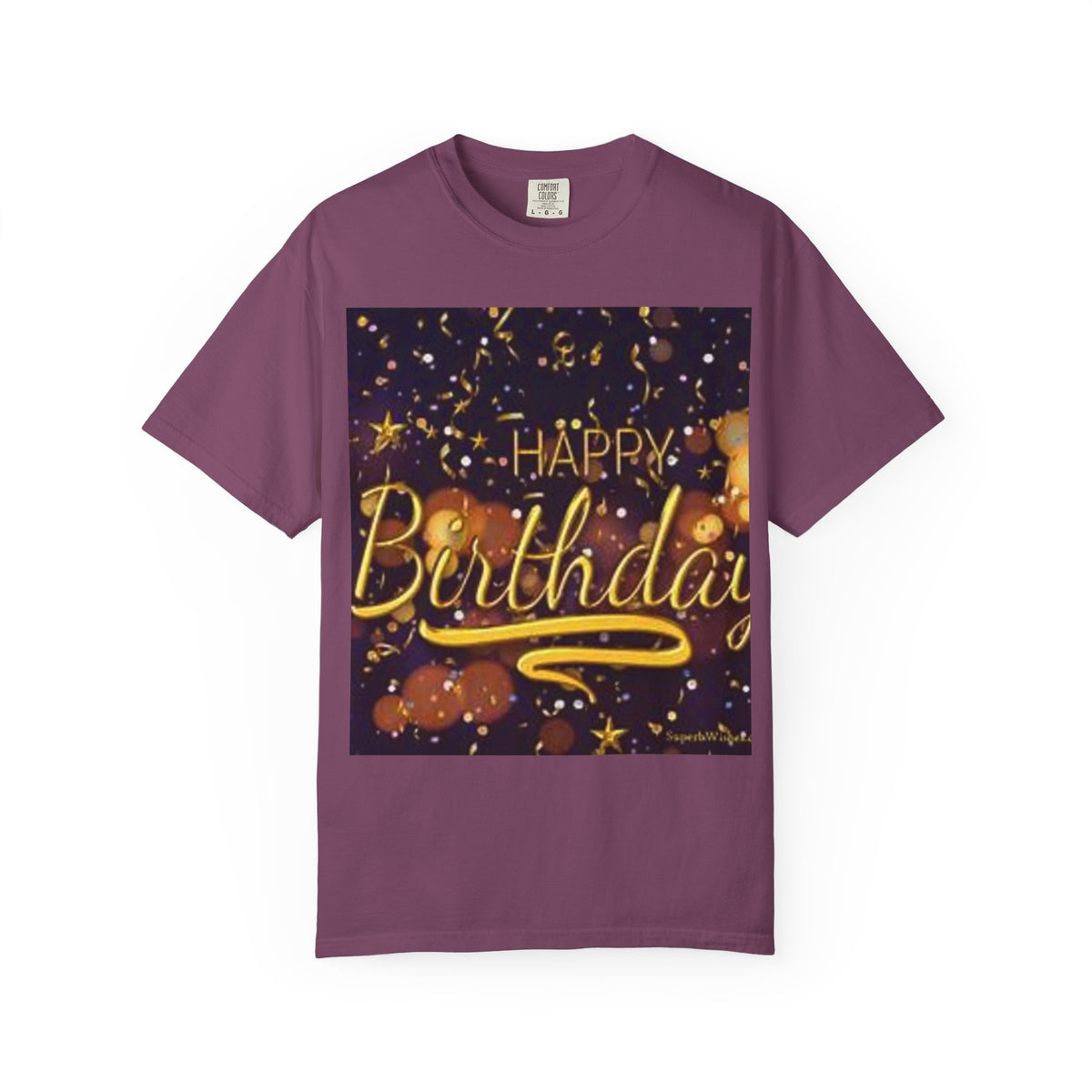 Birthday T-Shirt — Gold Confetti "Happy Birthday" Tee