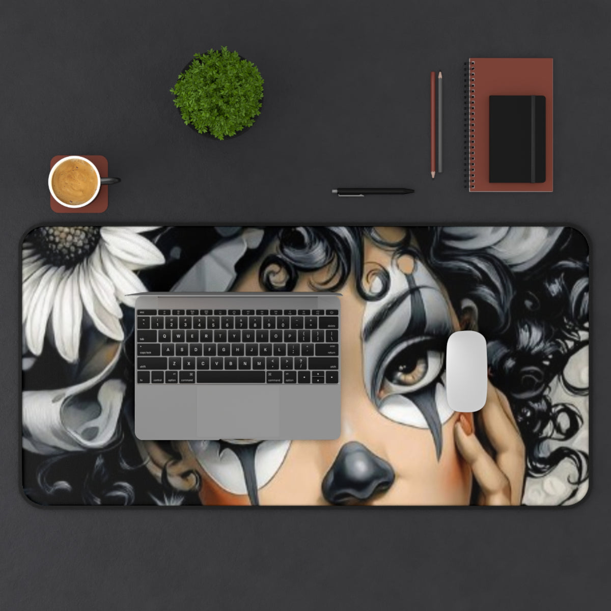 Gothic Clown Desk Mat — Moody Harlequin Mouse Pad for Gothic, Alternative Desks