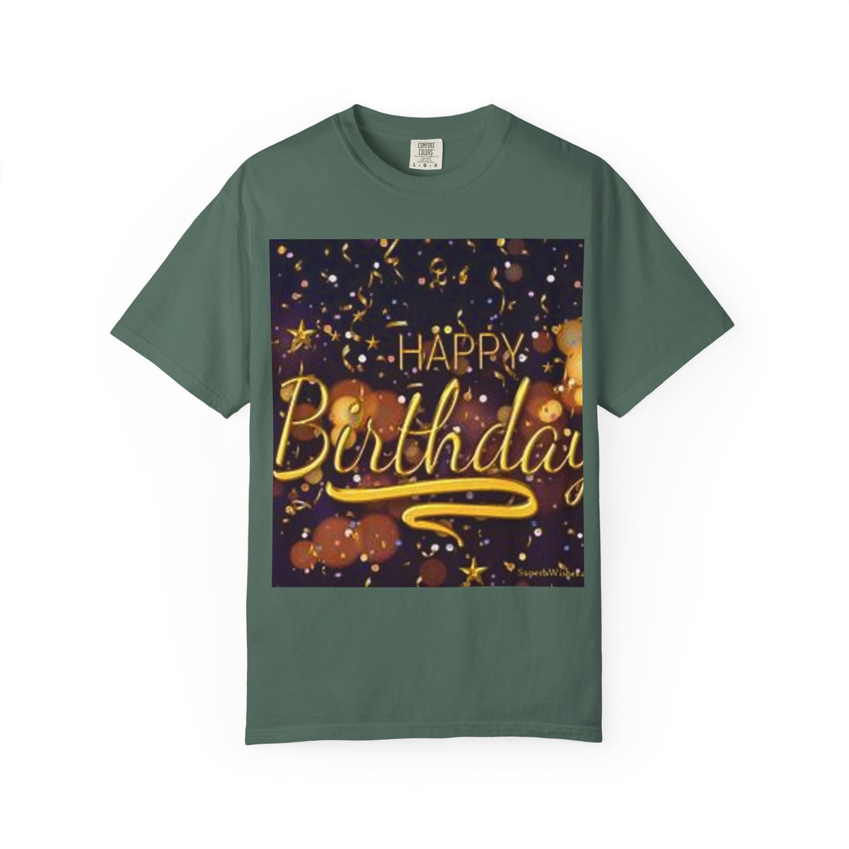 Birthday T-Shirt — Gold Confetti "Happy Birthday" Tee