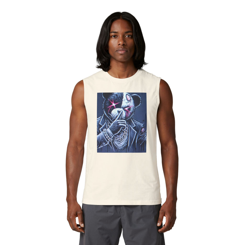 Mystery Bear Mask Muscle Tank — Dark Neon Graphic Tank Top