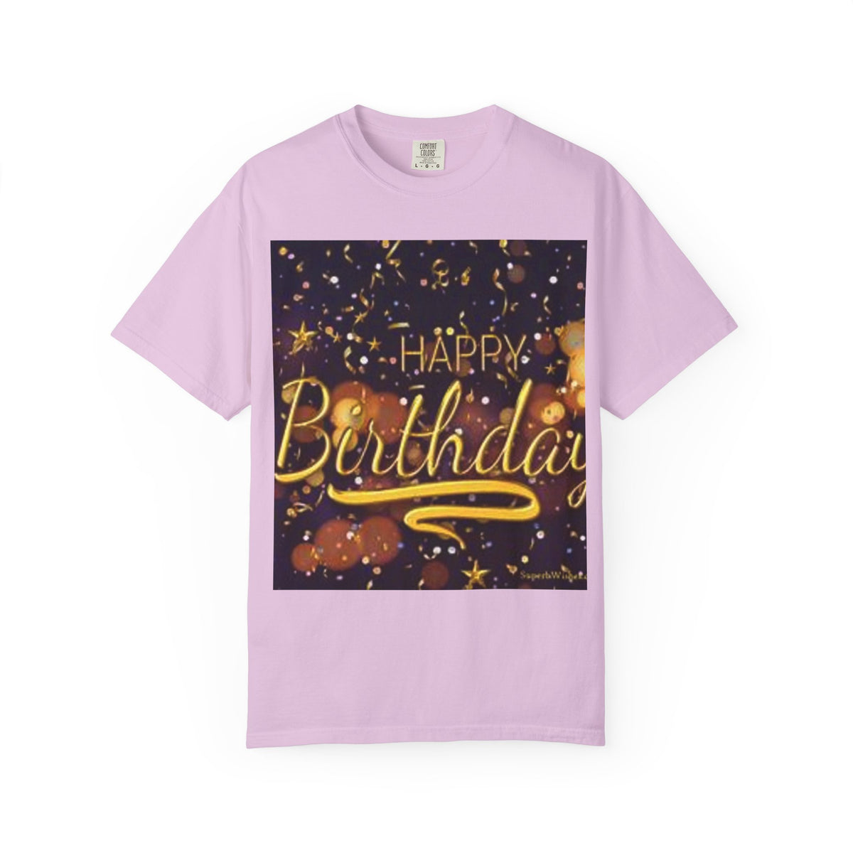 Birthday T-Shirt — Gold Confetti "Happy Birthday" Tee