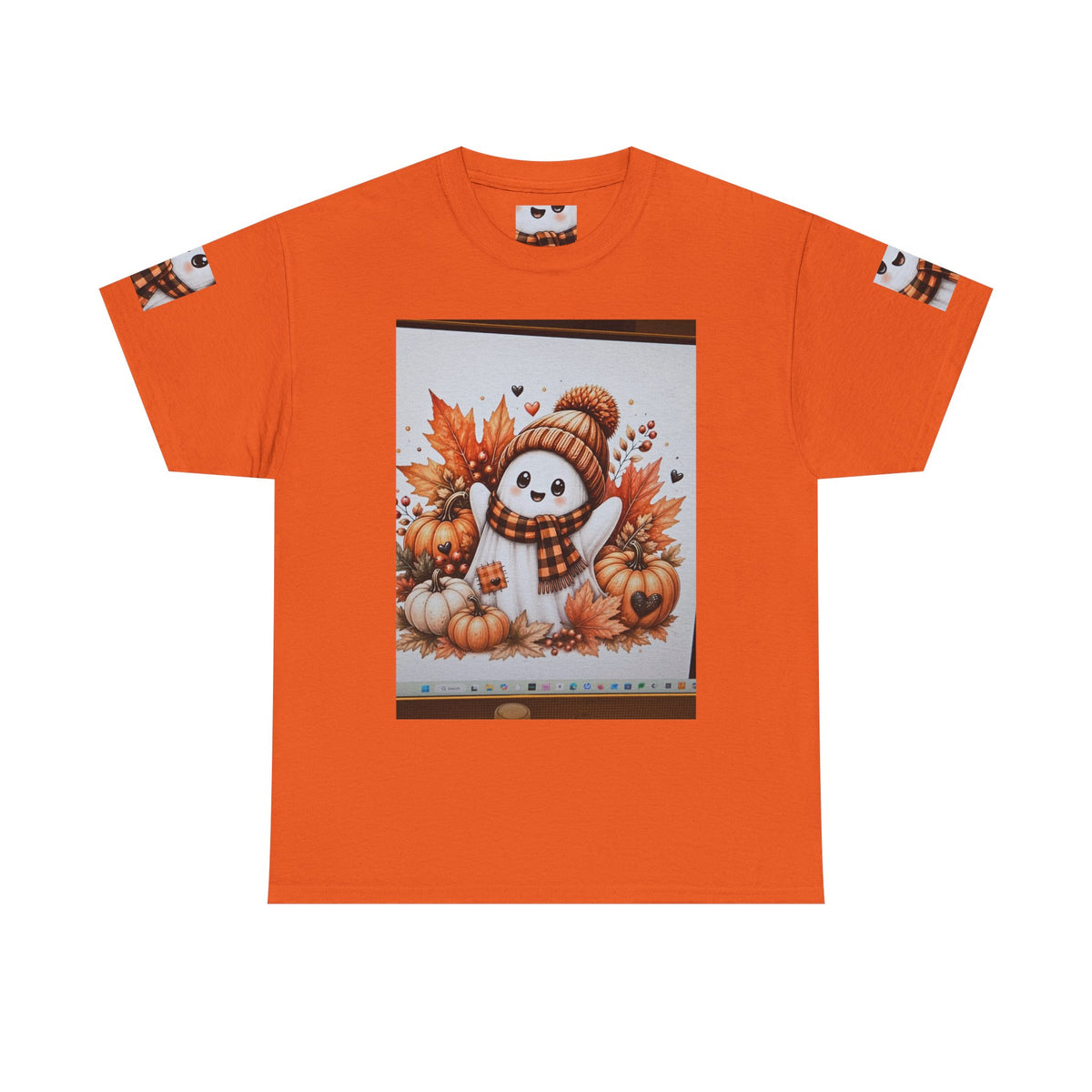 Autumn Snowman Tee — Cute Fall Pumpkin & Leaves Graphic Shirt