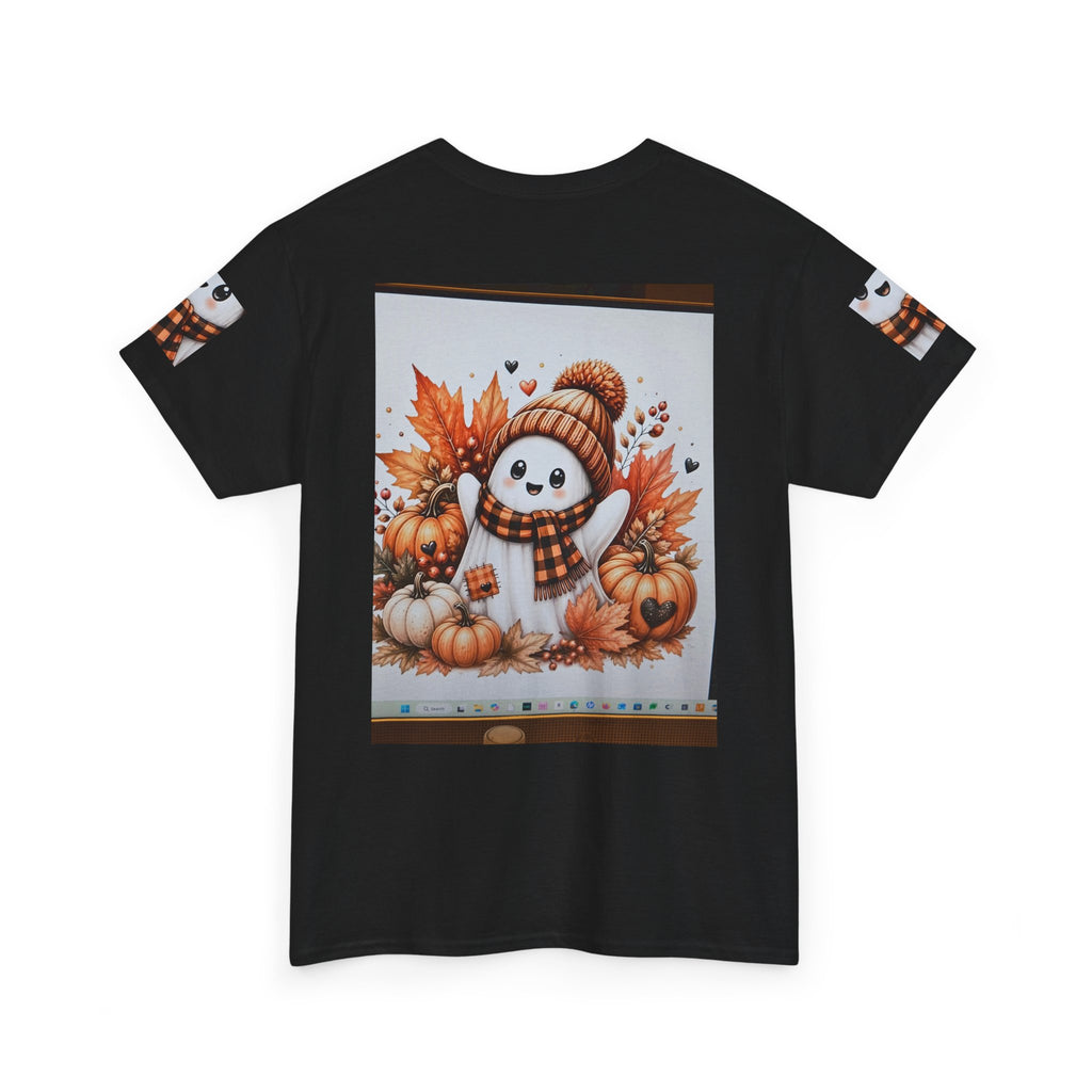 Autumn Snowman Tee — Cute Fall Pumpkin & Leaves Graphic Shirt