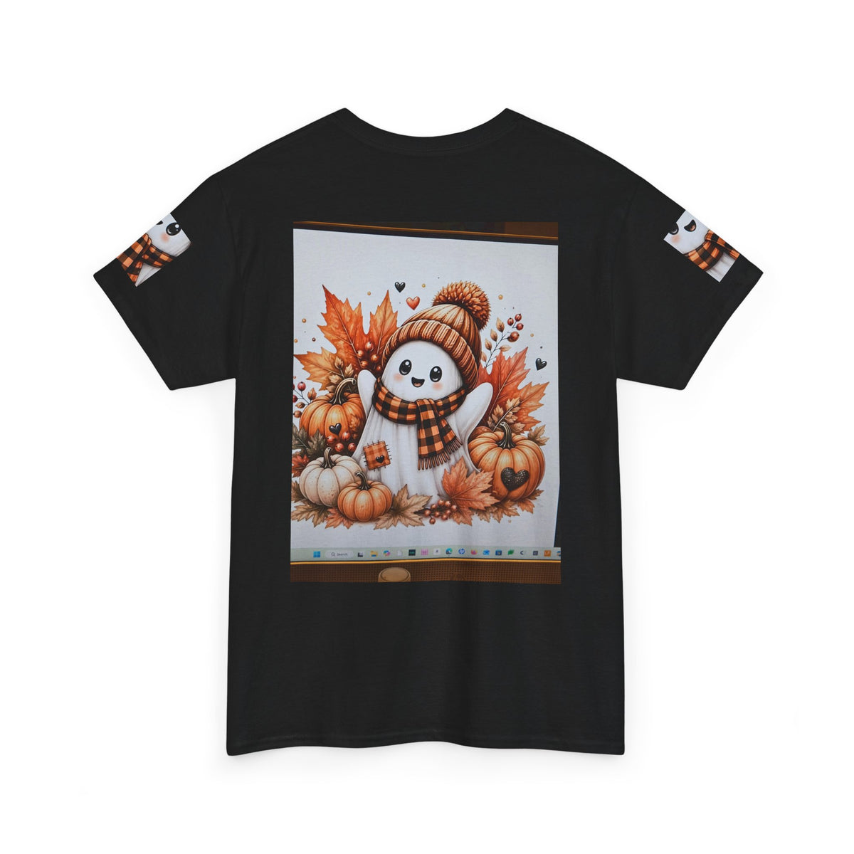 Autumn Snowman Tee — Cute Fall Pumpkin & Leaves Graphic Shirt