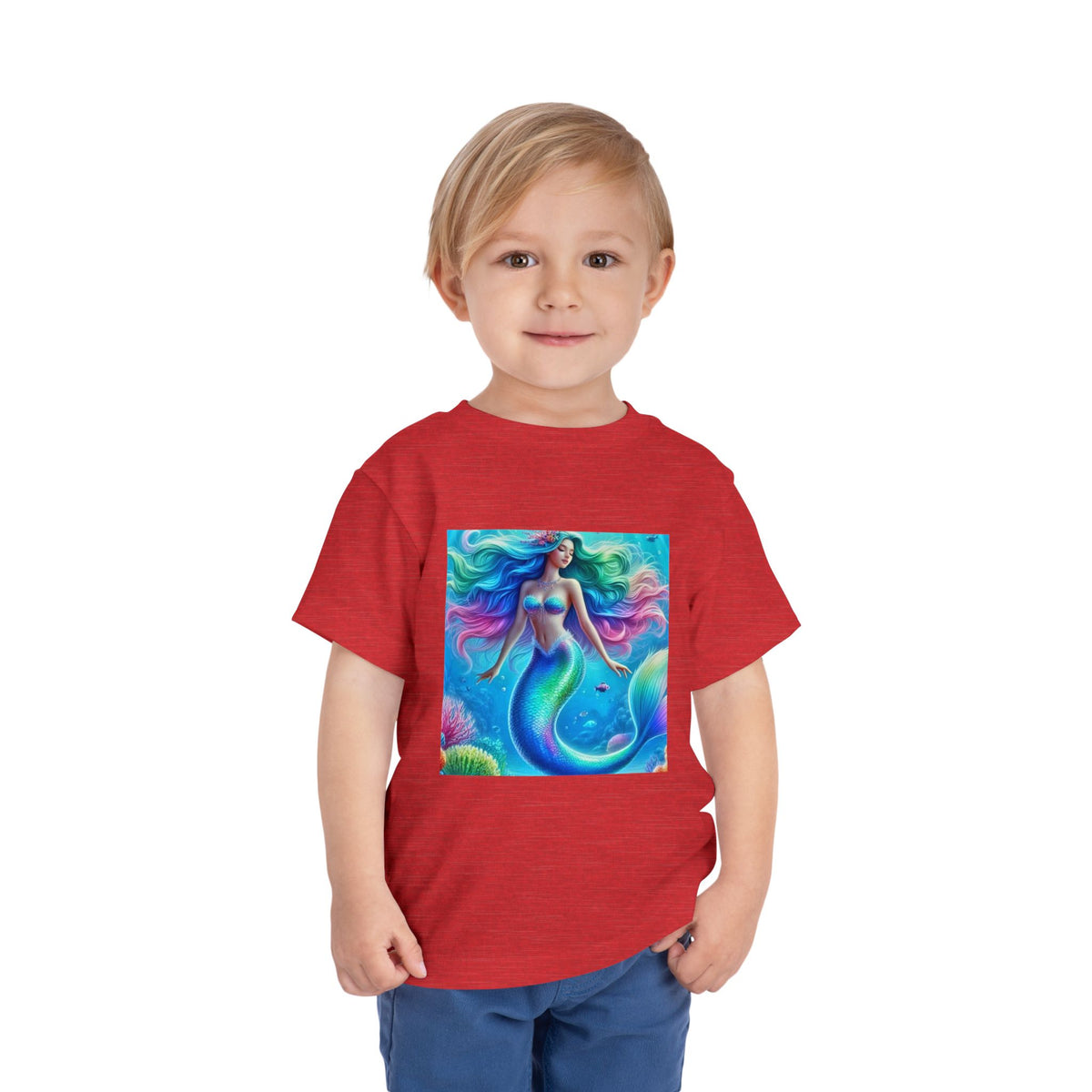 Toddler Mermaid Tee — Colorful Rainbow Sea Princess Short Sleeve Shirt