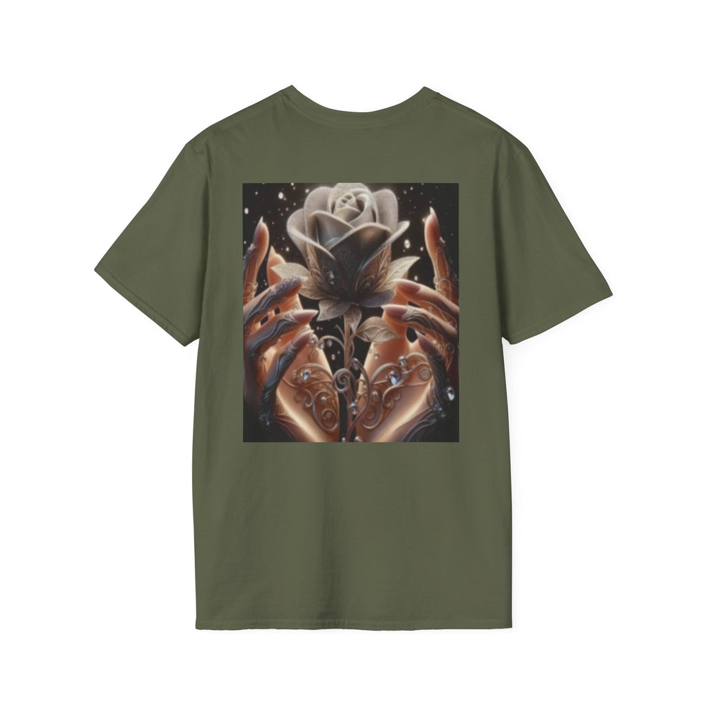 Floral Mystic Rose T‑Shirt — Ethereal Hands & Black Rose Graphic Tee