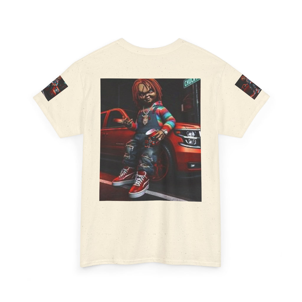 Horror Chucky Graphic Tee — Retro Red Car Street-Chill T-Shirt