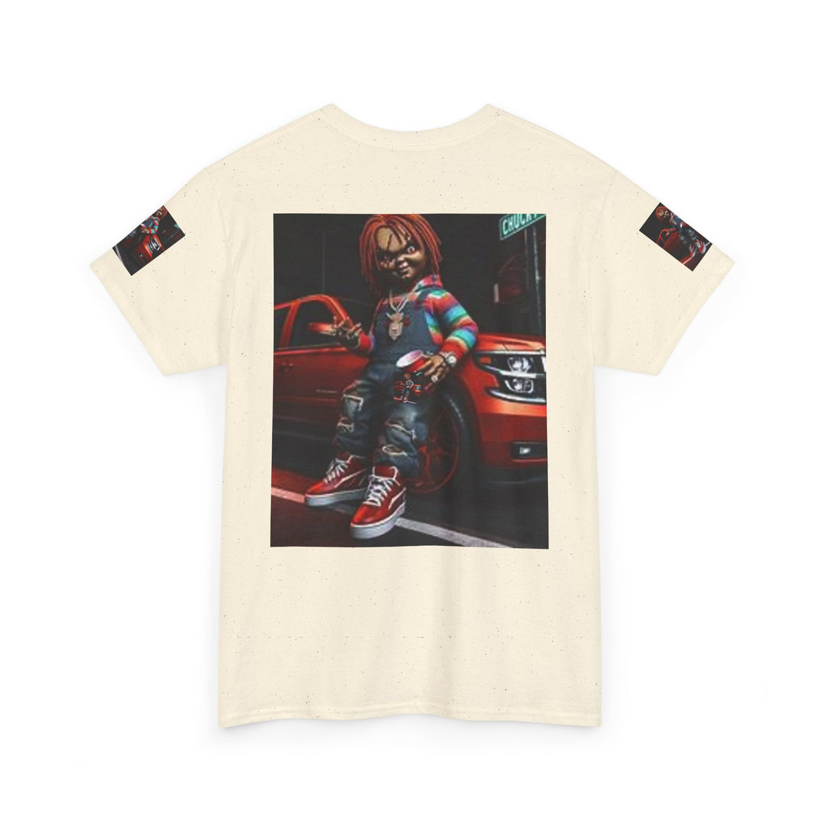 Horror Chucky Graphic Tee — Retro Red Car Street-Chill T-Shirt