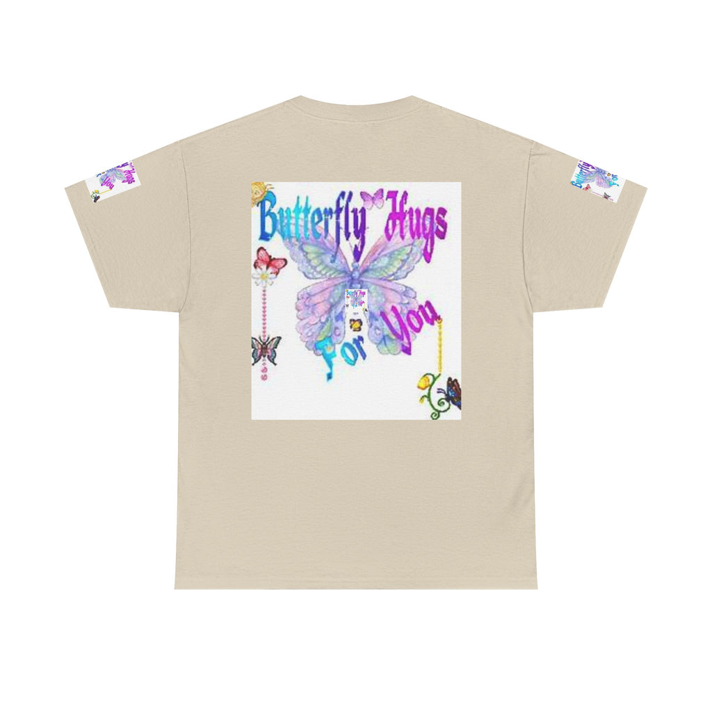 Butterfly Hugs Tee — Pastel Butterfly Graphic Shirt with "Butterfly Hugs For You"