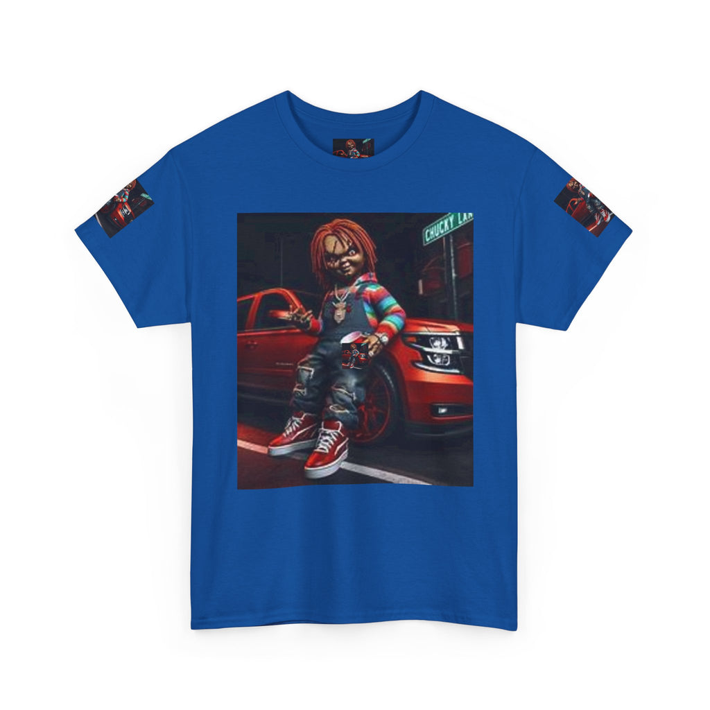 Horror Chucky Graphic Tee — Retro Red Car Street-Chill T-Shirt