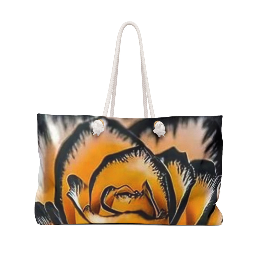 Orange Black Rose Weekender Bag — Floral Travel Tote