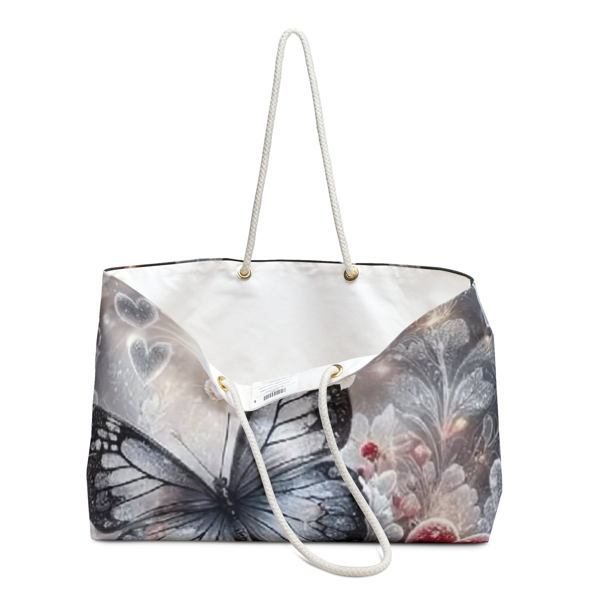 Romantic Butterfly & Rose Weekender Bag — Floral Heart Travel Tote