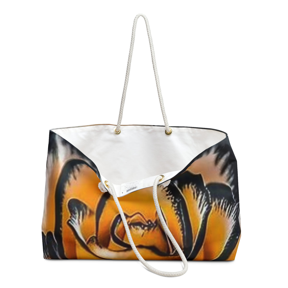 Orange Black Rose Weekender Bag — Floral Travel Tote