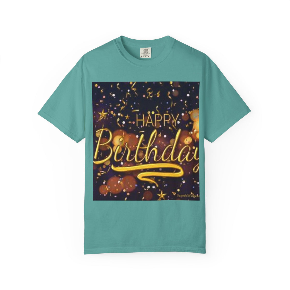 Birthday T-Shirt — Gold Confetti "Happy Birthday" Tee