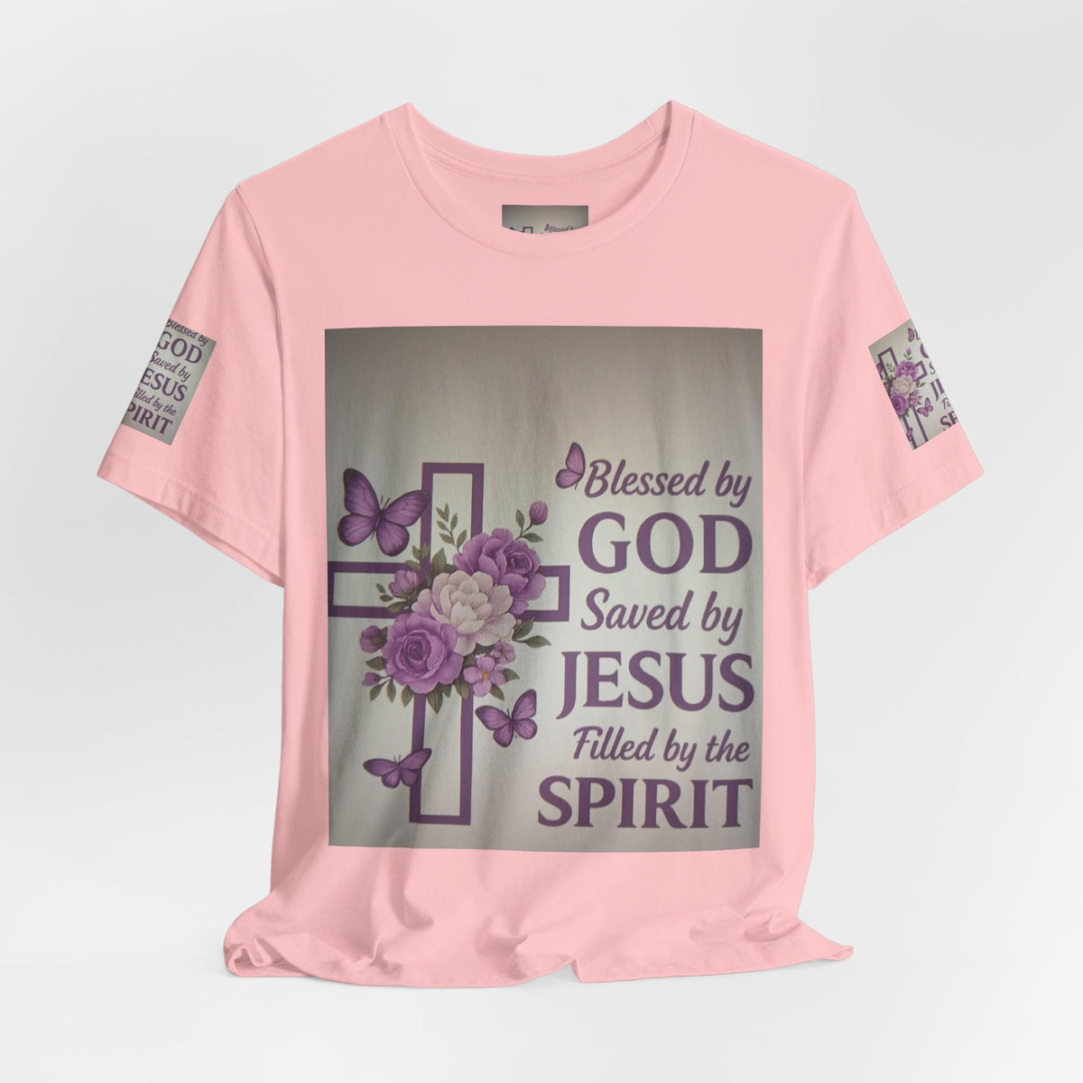 Blessed by God Christian T-Shirt — "Blessed by God, Saved by Jesus, Filled by the Spirit"