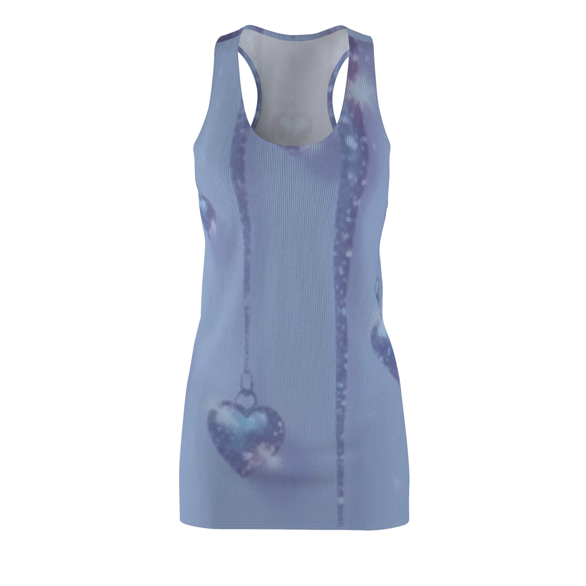 Heart Charm Racerback Dress — Pastel Blue All-Over Print