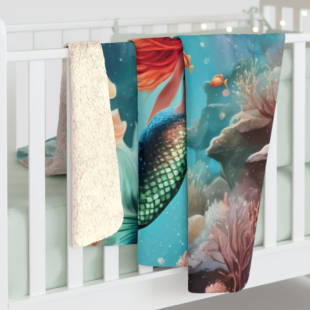 Mermaid Sherpa Fleece Blanket — Cozy Underwater Fantasy Throw for Kids & Teens